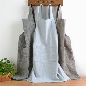 Tablier de cuisine en lin de coton pour la cuisson cuisson magasin de fleurs travail tablier propre femmes Smock café 201007