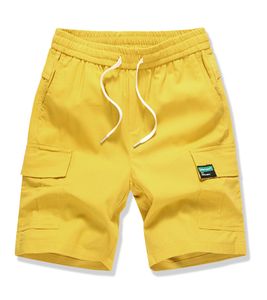 Short décontracté en coton et lin pour hommes, noué à la taille, short de sport droit, taille élastique, plusieurs poches, pantalon court de plage