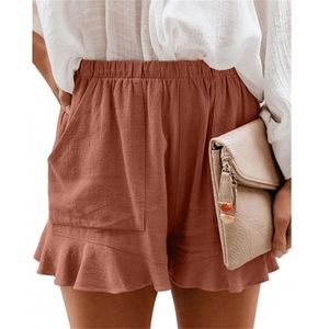 Pantalones cortos de lino de algodón para mujer de cintura alta de verano de talla grande pantalones casuales de pierna ancha sueltos pantalones de chándal ajustados coreanos para mujer 210714