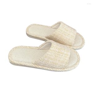 Sandalias de zapatillas de lino de algodón Mujeres lindas zapatillas sin deslizamiento gruesas