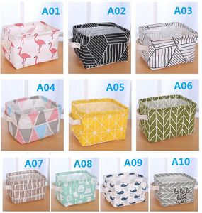 Cotton linen storage basket high quality foldable desktop storage basket sundries container makeup organizer case storage box