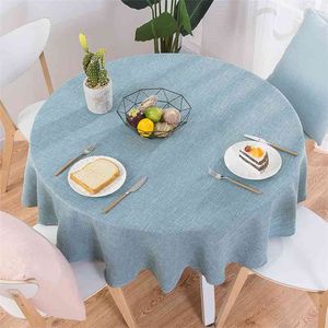 Nappe de table en lin de coton ronde couverture de fête de mariage nordique thé café chiffons maison cuisine décor 210626