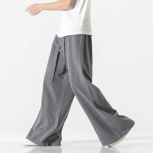 Coton lin vintage hommes pantalon harem harajuku oversize décontracté manège pantalon de jambe de haute qualité pantalon jogger pantalon 240530