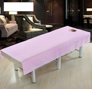 Katoenmassage tafelkleed bedekking laken schoonheidssalon spa bed coverplaat met gezichtsgat pure kleur zK308505037