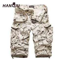 Coton Hommes Cargo Shorts Summer Fashion Camouflage Mâle Multi-Poche Casual Camo Extérieur Tolling Homme Pantalon court 210629