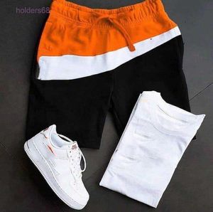 Cotton Mens Shorts S Tracksuit Print Splicing Casual Sport Trousers Loose Street Leisure Fashion Style Pant and T -shirt alleen zonder shoes