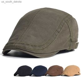 Coton gavroche casquettes hommes solide doux décontracté mode béret chapeau Golf conduite Cabbie chapeau plat lierre casquette quatre saisons L230523
