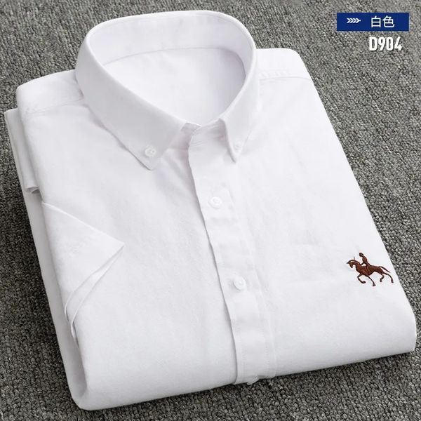Coton Oxford Plaid rayé T-Shirt hommes décontracté à manches courtes hauts mâle t-shirt poney tee coréen vêtements décontractés chemise décontractée d'affaires