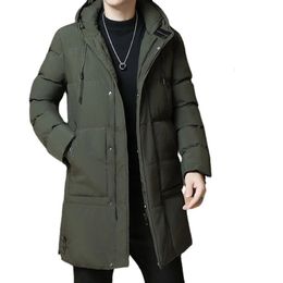 Vestes rembourrées en coton pour hommes, parka d'hiver mi-longue pour jeunes, Version coréenne, à capuche, coupe-vent, manteaux confortables et décontractés, 240106