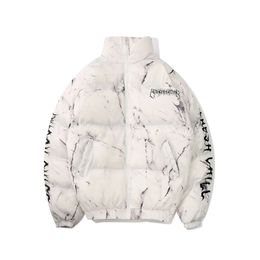 Katoen met een katoenen dikke Down Down Parkas Jackets Streetwear Hip Hop Graffiti Bear Print Zipper Winter Coats Mens Fashion Casual Tops