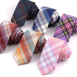 Corbatas de cuello Tela escocesa de algodón para hombres Mujeres Casual Púrpura Novio Corbata Fiesta de boda Niños Niñas Trajes Tie Skinny Gravatas1