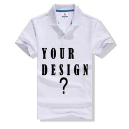 Polos en coton T-shirt personnalisé Concevez votre logo Manches courtes Haut à revers pour hommes T-shirt pour femme Avant arrière des deux côtés Polos personnalisés T-shirt designer