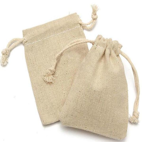 Pochettes en coton, petit sac, pochette en lin naturel, sac en toile de Jute avec cordon de serrage, sac d'emballage, pochettes à bijoux, 1000 pièces