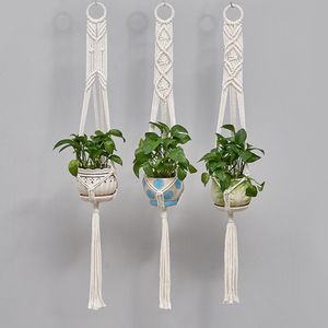 Katoenen touw geweven hangende mand 41 inch hangers katoenpot net 3 stcs per set indoor buiten decoratieve plant potten a12