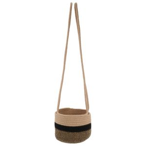 Pot de plantes tissé en corde de coton, jardinière suspendue pliable, décor pour la maison et le bureau, paniers de rangement