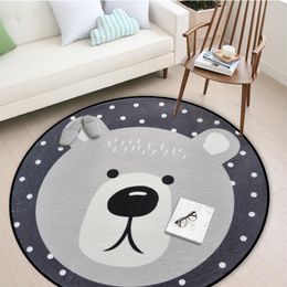 Tapis de sol rond en coton Tapis pour chambre d'enfant Décor de pépinière Tapis de jeu Tapis de dessin animé pour bébé Tapis pour bébé nouveau-né Ramper Couverture LJ201113