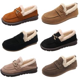 Chaussures en coton polaire épaisse pour femmes, baskets décontractées en cuir noir, marron, gris, kaki, tendance, pour l'extérieur, couleur 6