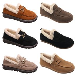 Chaussures en coton polaire épaisse pour femmes, baskets décontractées en cuir noir, marron, gris, kaki, tendance, pour l'extérieur, couleur 5