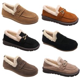 Chaussures en coton polaire épaisse pour femmes, noir, marron, gris, kaki, décontractées, tendance, extérieur, couleur 5