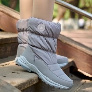 Chaussures en coton pour femmes, nouvelles bottes de neige décontractées à la mode, en tissu parapluie, épaisses, chaudes, étanches, avec fermeture éclair latérale, grandes chaussures en coton