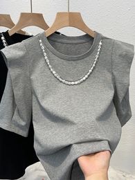 Coton tshirt à manches courtes femme d'été 3D Ruffle lâche grande mode top goth girt surdimensionné 240520