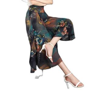 Katoenen zijden rok hoge taille rok losse breed-been plus size zomer 2021 streetwear dames bloem broek q0801