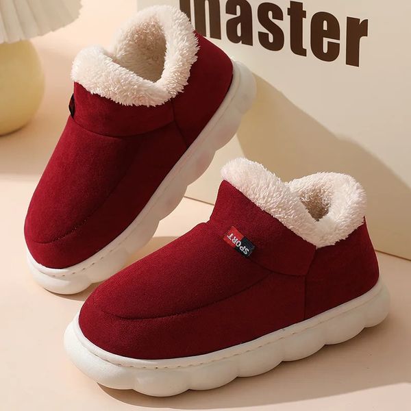 Bolsa de zapatillas de algodón y zapatos de algodón para parejas cálidos de piel de felpa con suela gruesa para interiores de invierno para hombres a la venta 240118