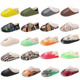 Pantoufles en coton chaussures chaudes dessin animé ordinaire aquarelle irrégulière graffiti peluche intérieur et extérieur bottes de neige d'hiver pour couple femmes hommes taille 36-47