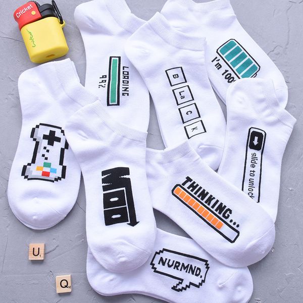 Coton Chaussettes Ensemble Hommes 4 Paires de Chaussettes Drôle Imprimé Blanc Sport Courir Chaussettes Femmes Bonneterie CX220322