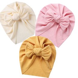 Bonnet en coton doux pour nouveau-né hôpital tête chaude accessoires bébé filles vendu Turban chapeau nœud papillon tout-petits coiffure casquette