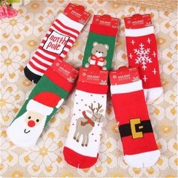 Katoen Lente Winter Herfst Baby Meisjes Jongens Kinderen Sokken Kinderen Gestreepte Terry Snowflake Elk Santa Claus Christmas Bear