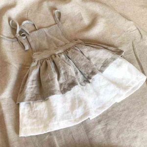 Katoenen zomer babymeisjes jurken 2021 Europese zomer peuter babymeisje jurk linnen vintage kleding modemerk kinderen jurken g220506