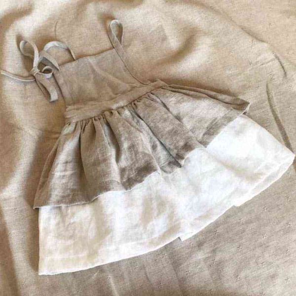 Coton Été Bébé Filles Robes 2021 Été Européen Enfant Bébé Fille Robe Lin Vintage Vêtements Marque De Mode Enfants Robes G220506