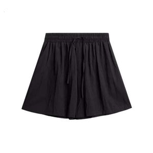 Katoen zomer losse hoge taille slanke casual shorts voor vrouwen met abrikoos trekstring Lazy Style A-Line Wide been broek 111