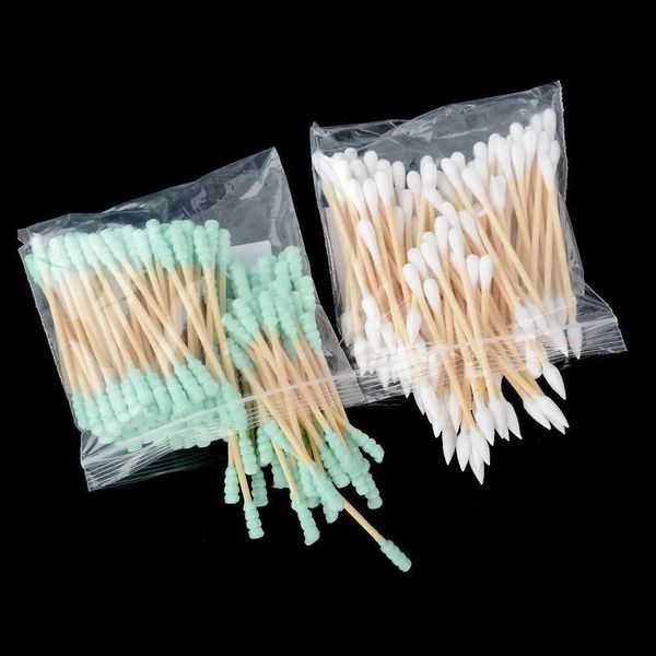 Cotton Swab 100 pièces/sac Double tête coton-tige bâtons de bois médical nez oreilles nettoyage pour femmes fille maquillage coton-tiges pointe outil de soins de santé L231116