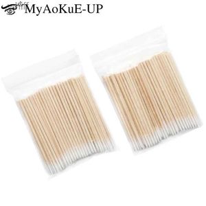 Coton-tige 100 pièces coton-tige jetable extension de cils micro brosse bâtons de nettoyage des oreilles applicateur cosmétique coton-tige en bois outil de maquillage L231116