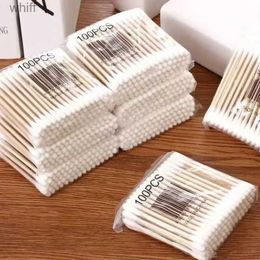 Coton-tige 100 pièces Double tête coton bambou bâtons coton-tige jetables coton pour beauté maquillage nez oreilles nettoyage L231116