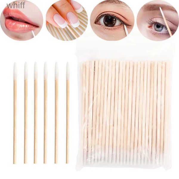 Cotton Swab 100 pièces coton-tige Ultra-fin bâtons de bois nez oreilles nettoyage fournitures de soins applicateurs de Mascara Extension de cils outils de maquillage L231116