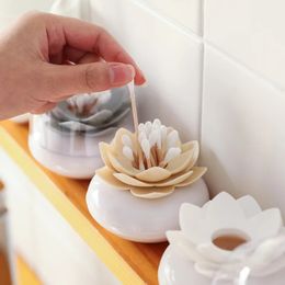 Soporte de algodón Tuberio de flores de diseño de flores Tubo organizador de palillos de dientes con cubierta de polvo