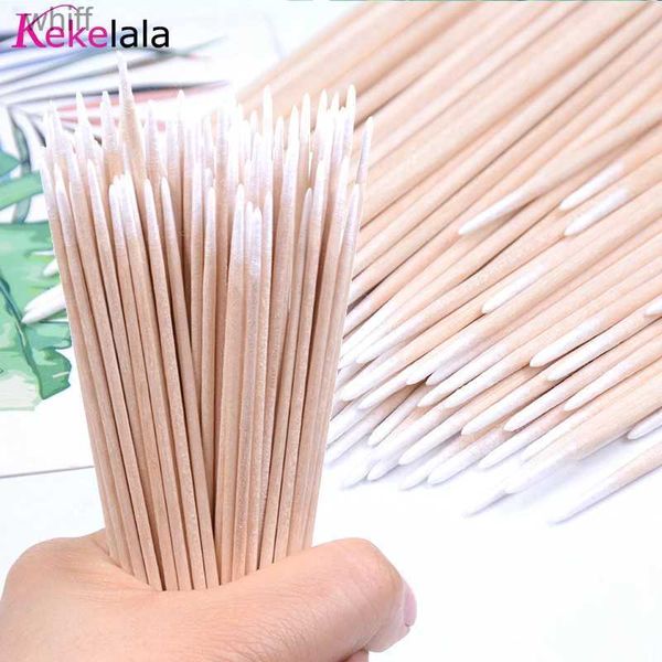 Cotton Swab En gros 100/300 pièces en bois sourcil paupière coton-tige brillant à lèvres tampons de nettoyage Banboo bâtons applicateurs d'extension de cils L231116