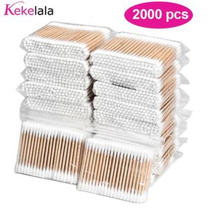 Wattenstaafjes 2000 stks/partij Mini Witte Wattenstaafjes Dubbele Zachte Knoppen Make-up Applicators voor Wimperverlenging Tatoo Wenkbrauw Micro Blade Brush 231007