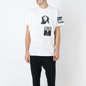 T-shirt en coton trou col rond avec patch Jésus T-shirts de créateurs pour hommes T-shirts drôles T-shirt unisexe Slim Fit