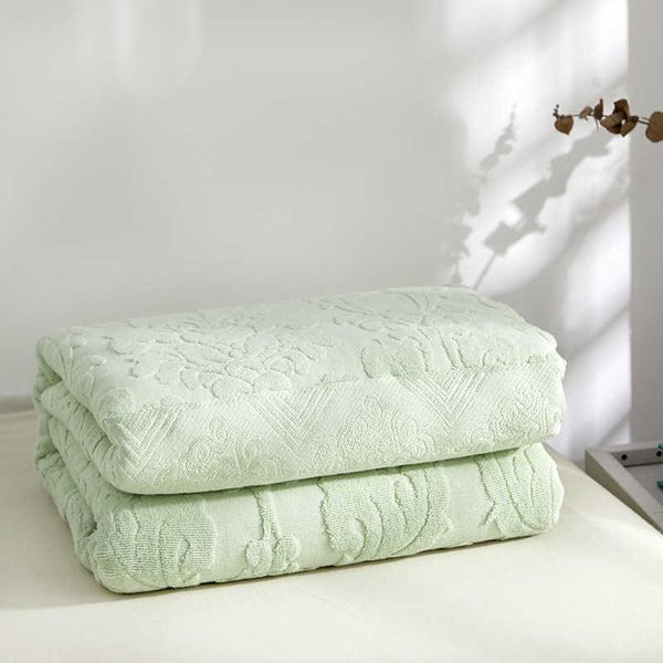 Manta de toalla de felpa de algodón para el hogar, cubierta gris y azul, colcha para dormitorio de estudiantes y adultos, mantas de sofá florales Retro, tiro W0408
