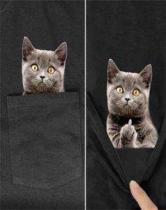 Coton Tshirt Fashion Brand Pocket Cat Kild Finger 3D Print Tshirt Men039S Shirts Hip Hop Black Tops Funny Harajuku Tees 223463652