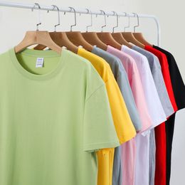 Coton Tshirt Mens Womens Couleur Couleur de haute qualité T-shirt d'été Navy Bleu noir gris blanc jaune orange rouge vert vert couleur