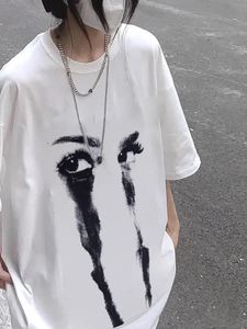 Coton Tshirt surdimensionné d'été Shortsleeved White Unisexe Streetwear Fashion Women Tshirt décontracté Harajuku Y2k Tees 240518