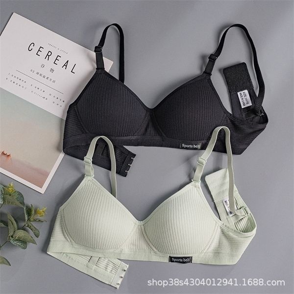 Ropa interior de algodón Mujeres AB Cup Bra Wireless Gathered Comfort V Brassiere Push Up Lencería Bralette para mujeres Seamleass Bras 220513