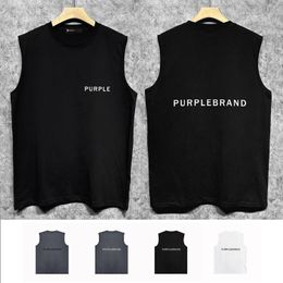 Coton Vest Purple Brand T-shirt d'été Sans manches BPUR050 gilet à impression R84W80 American Street Fashion Design pour hommes et femmes