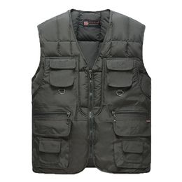 Katoen warme vest man winter met vele zakken mannelijke mouwloze jas mannen mode rits pro journalist vest wfy41 210925