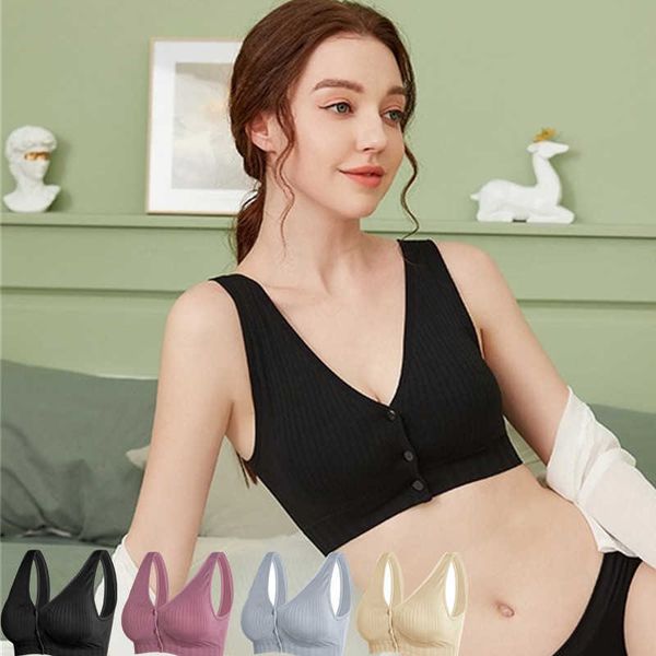 Fil de coton gratuit Maternité Soutien-gorge Tops Soutien-gorge d'allaitement Boutons avant Confort Enceinte Alimentation Soutien-gorge d'allaitement Vêtements de grossesse Plus Y0925